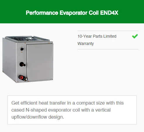 performance evaporator coil end4x