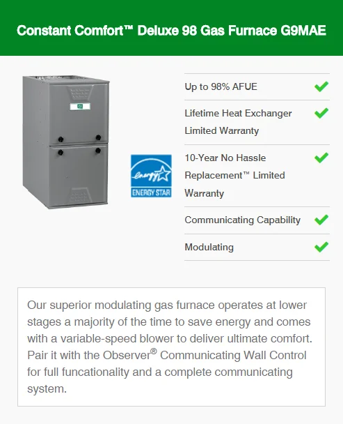 constant comfort deluxe 98 furnace g9mae