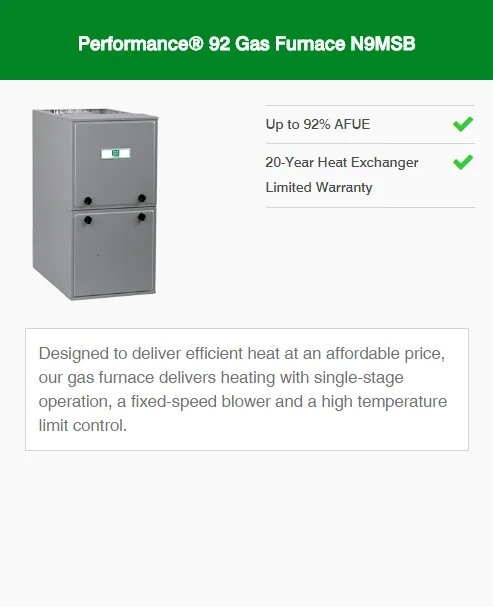 performance 92 gas furnace n9msb