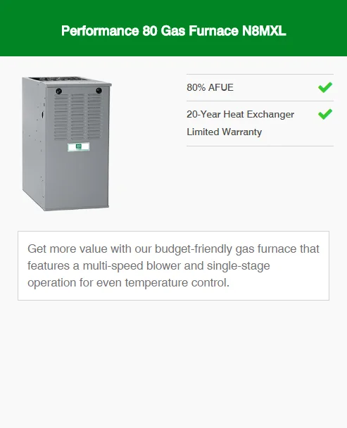 performance 80 gas furnace n8mxl