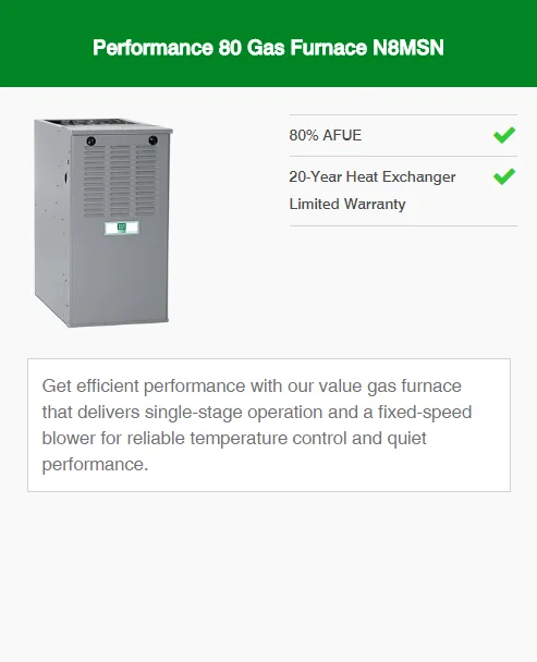 performance 80 gas furnace n8msn