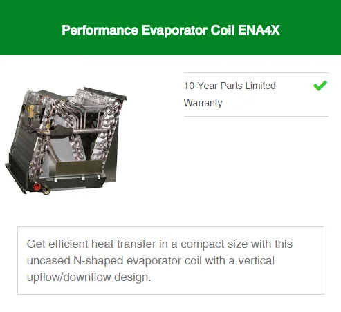 performance evaporator coil ena4x