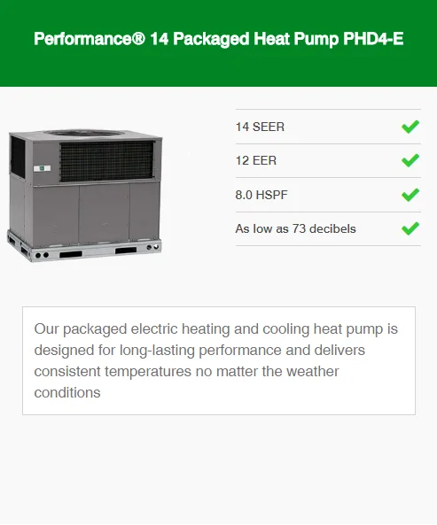 performance 14 packaged heat pump phd4-e