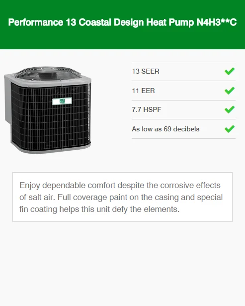 performance 13 coastal design heat pump n4h3**c