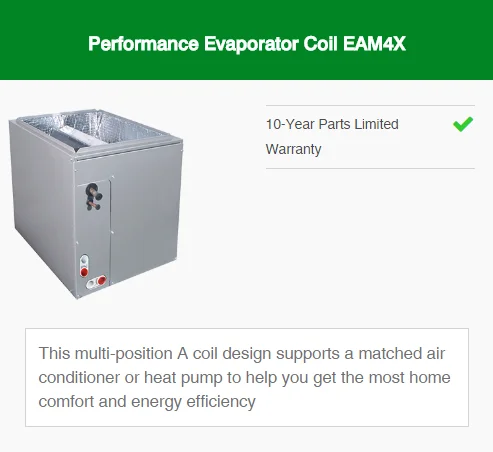 performance evaporator coil eam4x